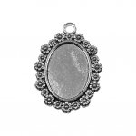 Anhänger für Cabochon 18x25mm silber Blumen