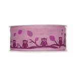 Dekoband 40mm Eule pink 1m