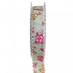 Dekoband 25mm Blümchen natur 1m