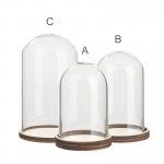 Glasglocken 9 - 16cm mit Holzboden