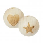 Holzkugel mit Stern/Herz 20mm natur
